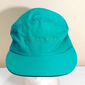 Vintage Columbia Stretch Fit Hat Size XL Teal Visor Stash Pocket Camp Hat