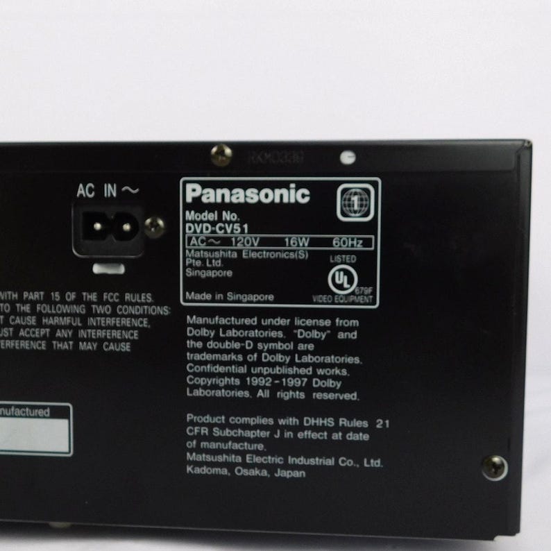 Panasonic DVD-CV51 5 Disc Dvd CD Changer w/ Remote Dolby Digital Tested 2001 image 11