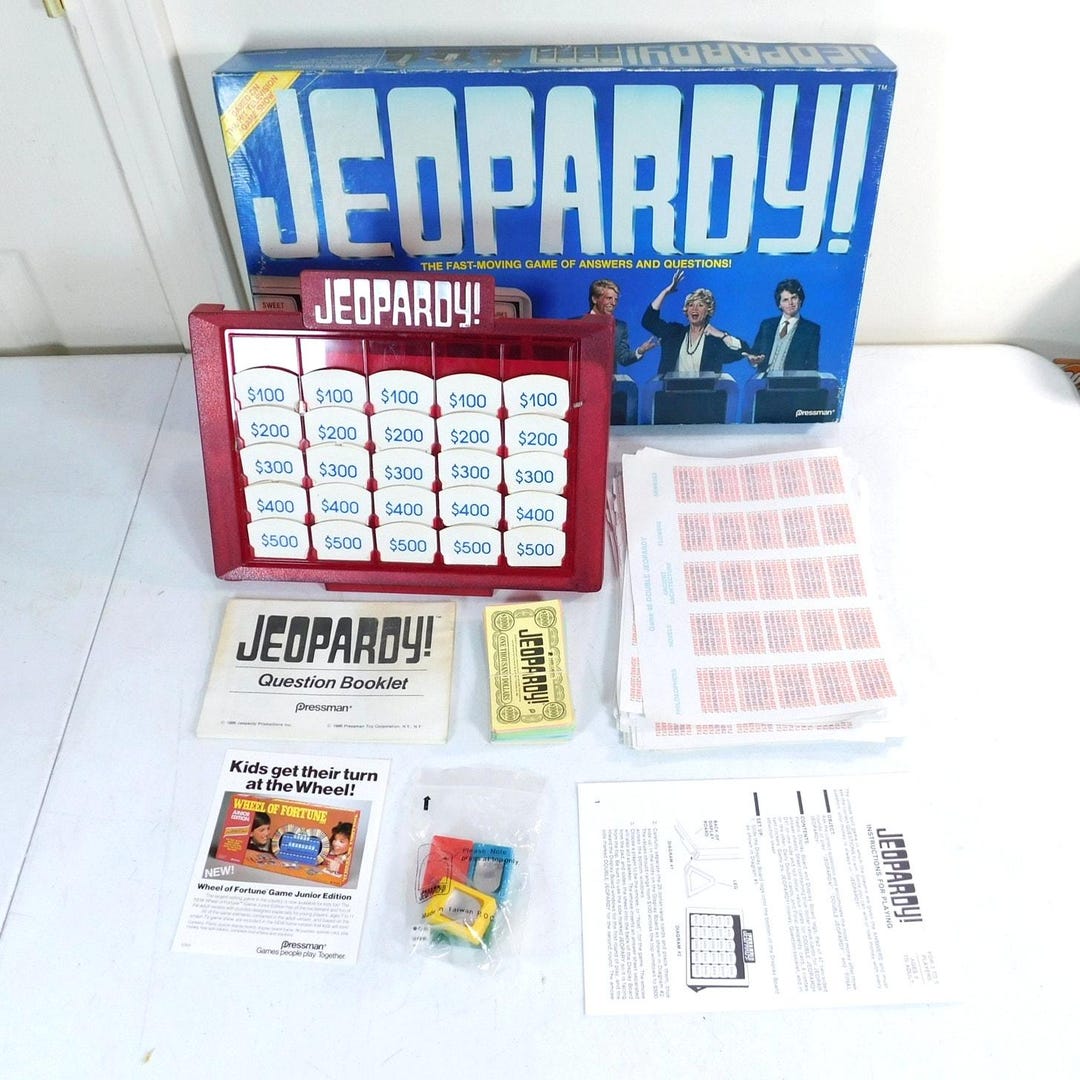 Vintage Pressman Jeopardy Board Game Complete in Box 1986 - Etsy