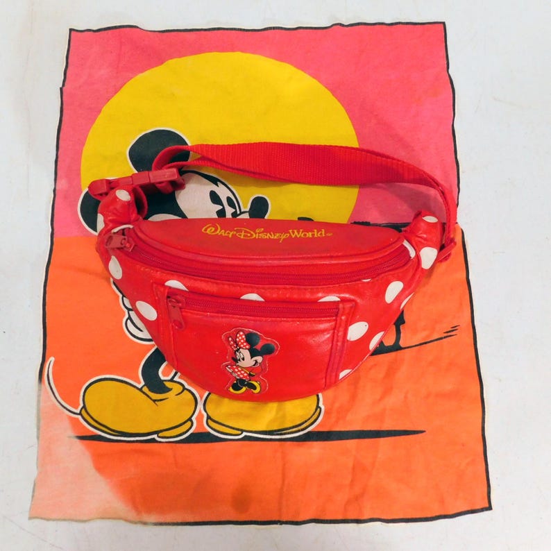VTG Walt Disney World Kids Minnie Mouse Belt Bag Fanny Pack Faux Leather image 1