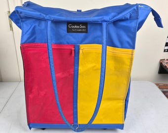 Travelwell Cookie Sac Rolling Tote Bag Handles Zipper Primary Colors Retro 90s