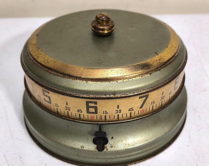 Vintage Lux Rotary Mystery Clock Tape Measure Style Tested Working ...