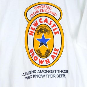 Vintage 90s Newcastle Brown Ale T Shirt Size XL Logo Graphic Legend Beer image 4