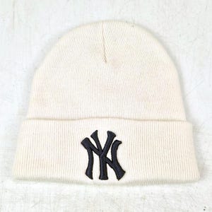 Vintage New York Yankees-mössa OSFA krämfärgad marinblå broderad logotyp
