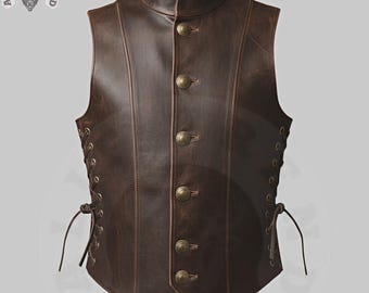 Chaleco Medieval Para Hombre – Cuello En V Con Cordones, Estilo Pirata Y Vikingo Para Cosplay Y Halloween