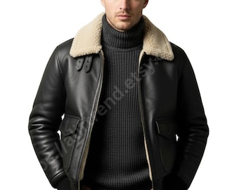 Vintage Leather Aviator Bomber Jacket | Men's Military Flight Jacket, Size 48