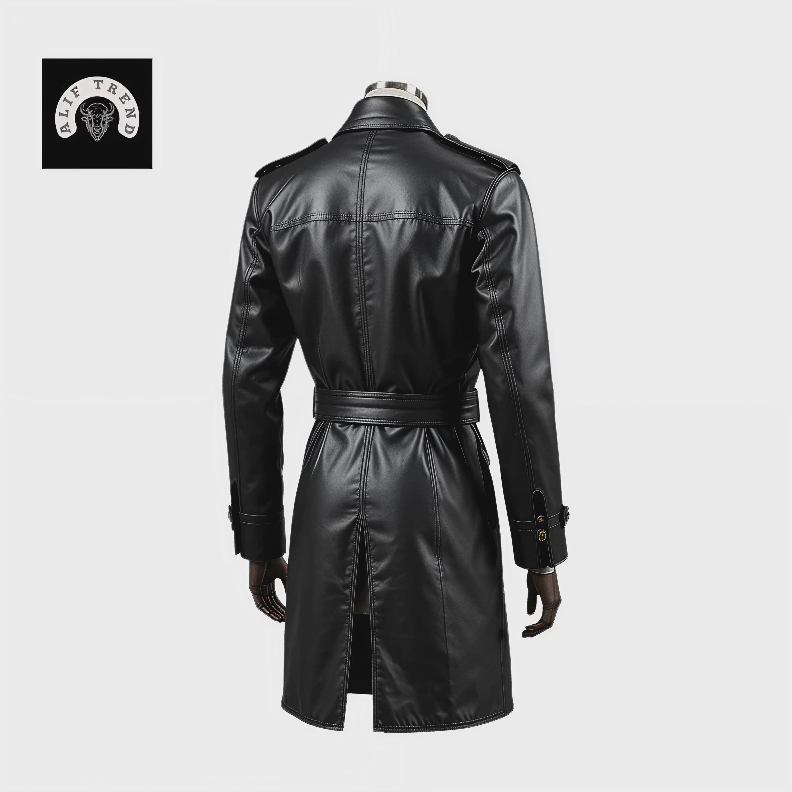 ジャケット・アウター vintage gimmick leather trench coat Gothic Genuine Leather Trench Coat | Steampunk Cosplay Duster