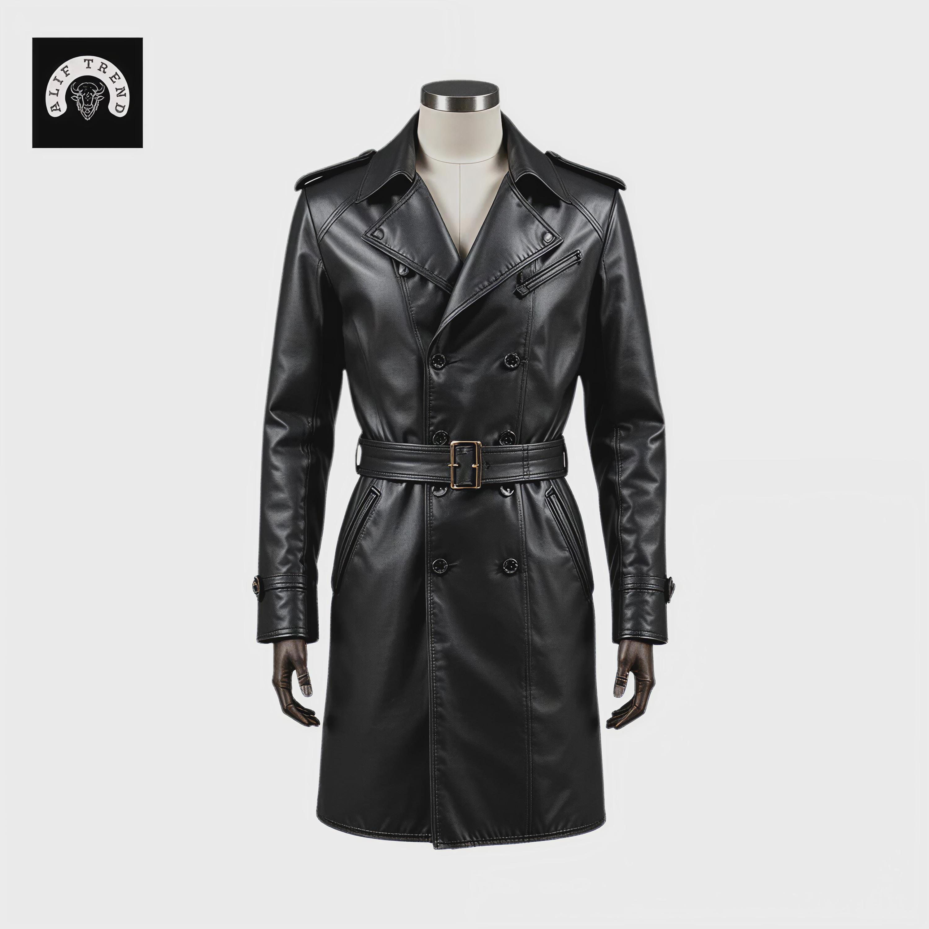 Gothic Genuine Leather Trench Coat | Steampunk Cosplay Duster