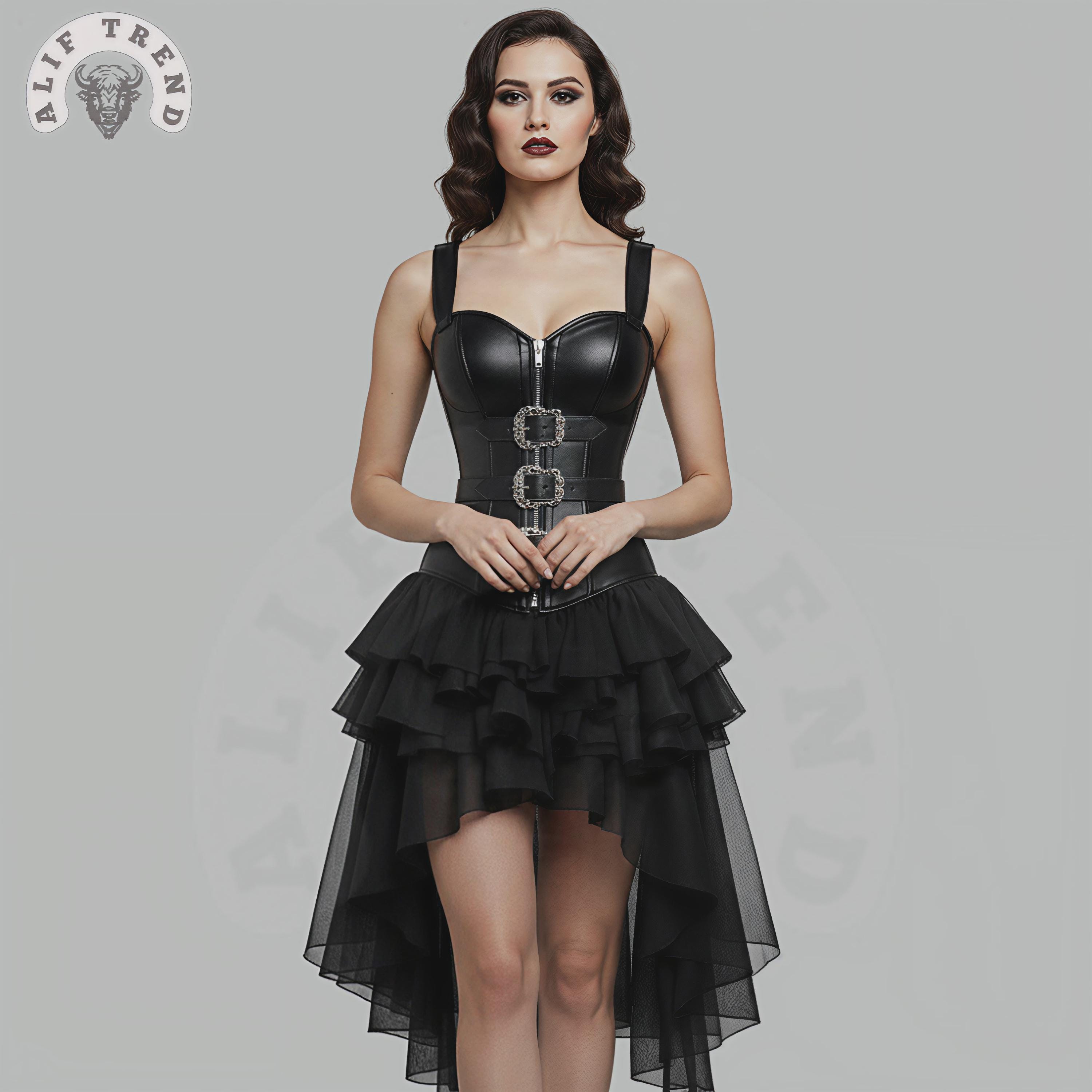 leather goth dress Bad Girl Ruffle Leather Dress M Goth dresses Dark In Love