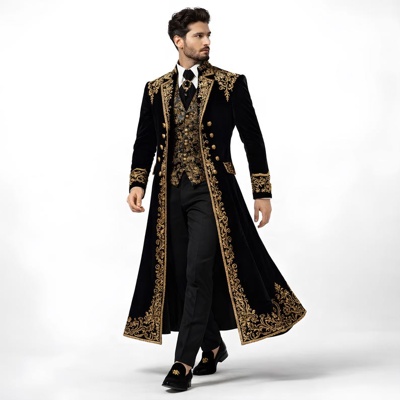 Step into timeless elegance with this men’s Victorian tailcoat, designed for gothic wedding style and formal evening wear. Featuring a dramatic longline silhouette and tailored fit, this aristocratic frock coat is ideal for grooms, prom nights, cosplay events, and royal-themed celebrations. Crafted for comfort and sophistication, it delivers a bold statement look with refined detailing.
