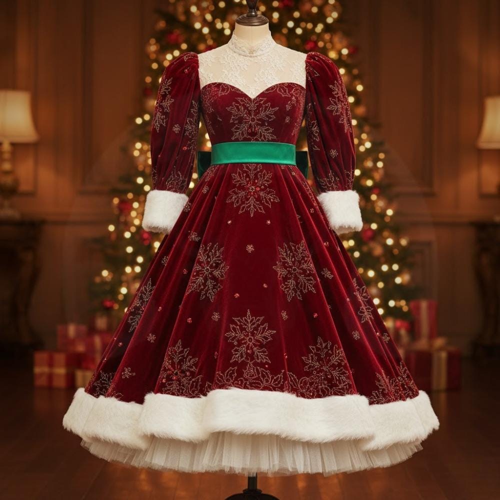 christmas gothic dress Red Velvet Gothic Christmas Dress