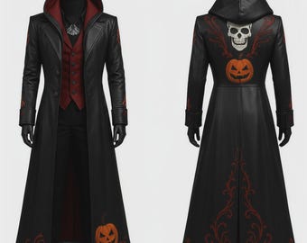 Handmade Leather Gothic Trench Coat, Victorian Steampunk Vampire Costume