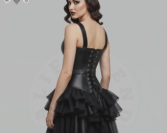 steampunk leather corset dress Brown Leather Corset Overbust: Steel Boned Steampunk Sheep Leather Top