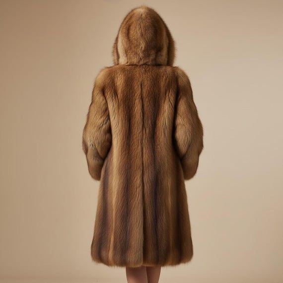 Brown Mink Faux Fur Long Women's Coat, Mink Fur Coat for Winter