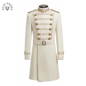 Men’s Gothic Military Jacket | Victorian Steampunk Tailcoat | Double Breasted Officer Parade Uniform | Cosplay Stagewear Costume Coat