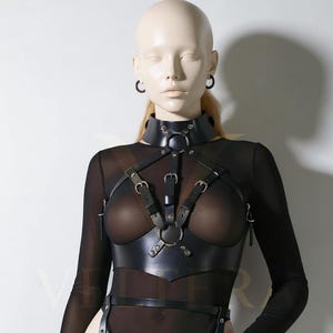 Leather Fantasy Bra, Leather Lingerie Top, Sexy Bra for Women, Roleplay Costume Lingerie, Burlesque Outfit