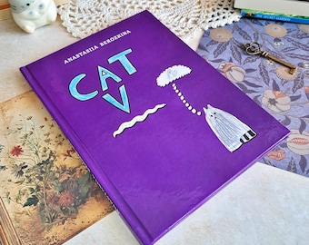 Cat V by Anastasiia Berozkina Ukrainian or English Edition Hardcover Rare Cat Fantasy Book Kids Fairy Tale Illustrated by Child Author