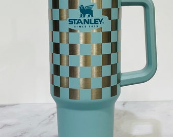 CHECKED Stanley 40oz tumbler, NEW limited edition Stanley colors, Laser engraved Stanley, Flower tumbler, Sunflower, Custom Stanley cup