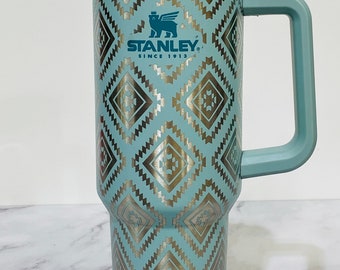 Stanley 40oz tumbler, NEW limited edition Stanley colors, Laser engraved Stanley, Flower tumbler, Sunflower travel mug, Custom Stanley cup