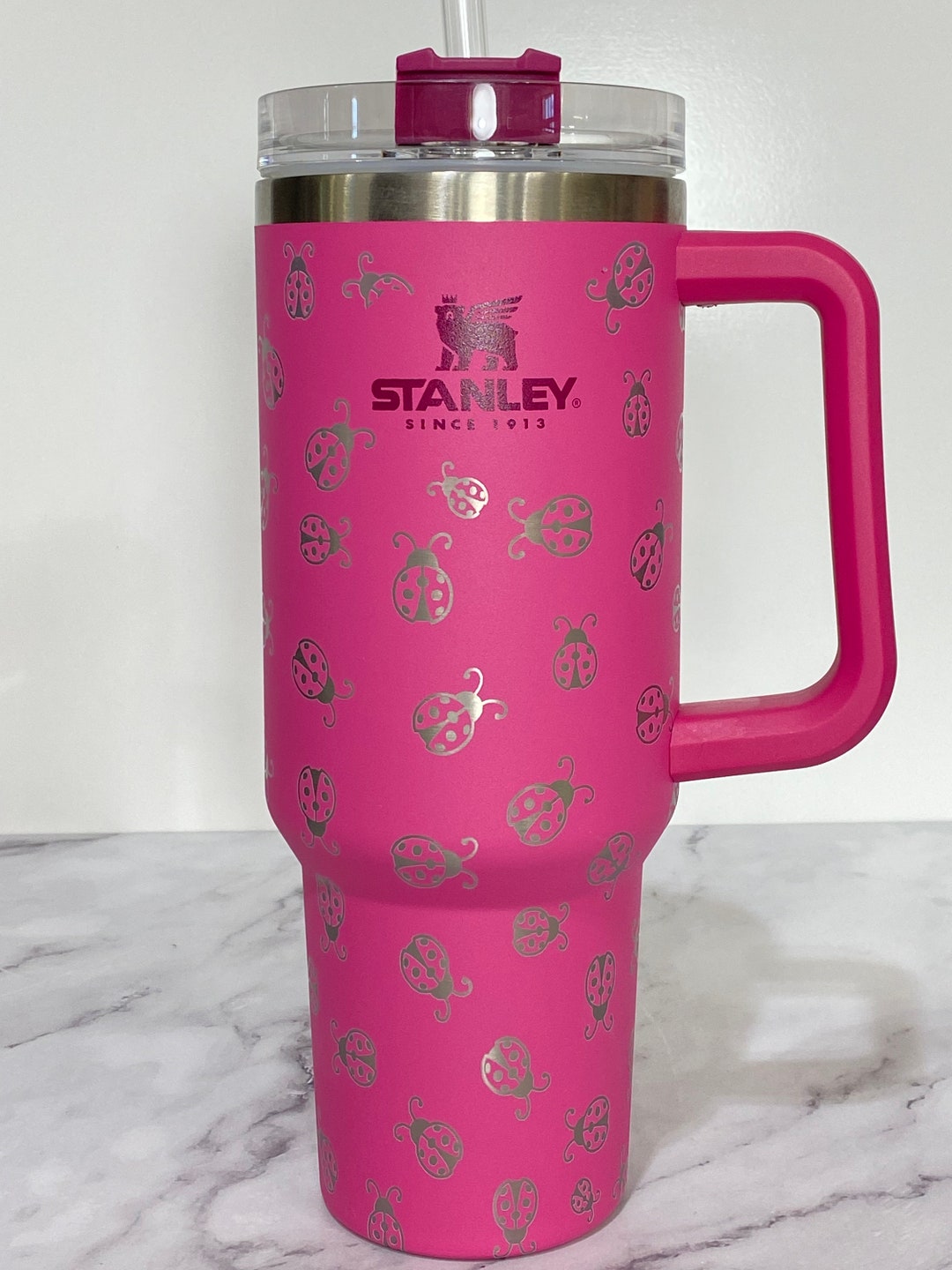 Stanley Tumbler With Sunflower Engrave - Stanley Tumbler - Stylish Stanley  Tumbler - Pink Barbie Citron Dye Tie