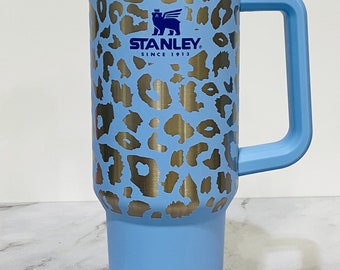 LEOPARD Stanley 40oz tumbler, NEW limited edition Stanley colors, Laser engraved Stanley, Flower tumbler, Sunflower, Custom Stanley cup