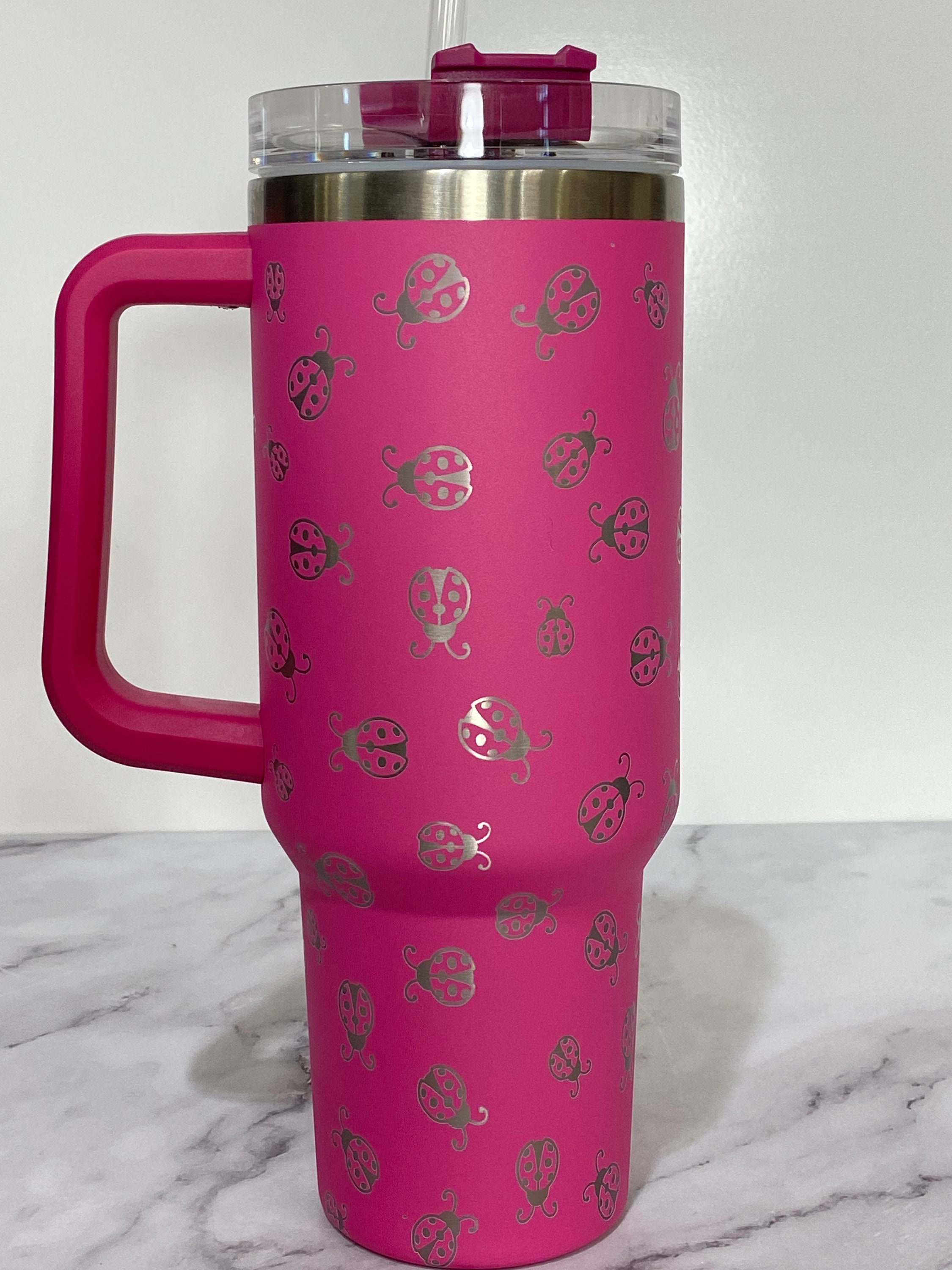 40oz Sunflower Print Stanley Style Cup with Handle - 360 degree