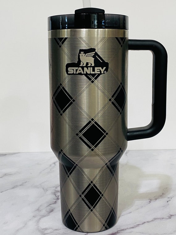 PLAID Stanley 40oz tumbler, NEW limited edition Stanley colors, Laser  engraved Stanley, Flower tumbler, travel mug, Custom Stanley cup