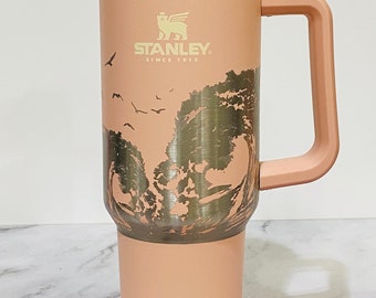 WAVES Stanley 40oz tumbler, NEW limited edition Stanley colors, Laser engraved Stanley, Flower tumbler, travel mug, Custom Stanley cup