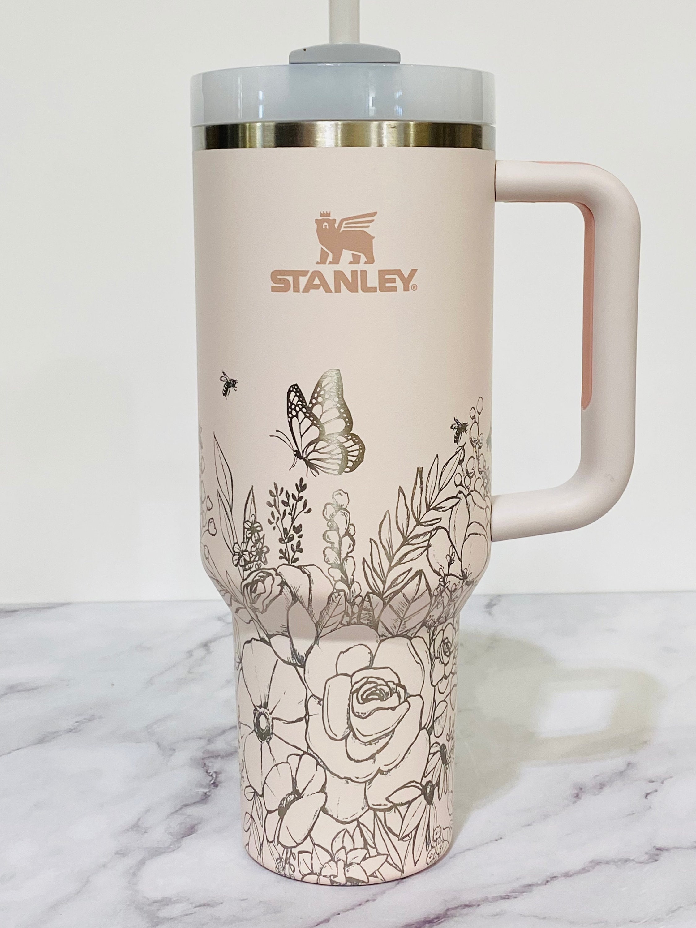 Sunflower Stanley Quencher 40oz, Stanley Mug, Engraved Tumbler, Engraved  Stanley, Floral Stanley, Full Wrap Stanley, Travel Mug With Handle 