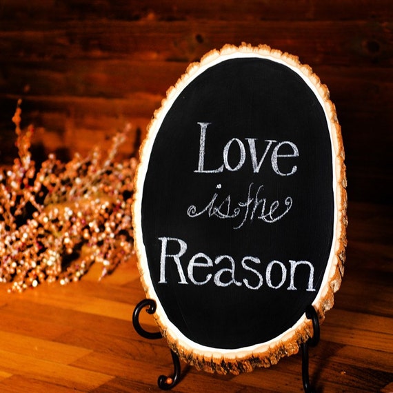 Large Rustic Wood Chalkboard Oval Shaped with easel