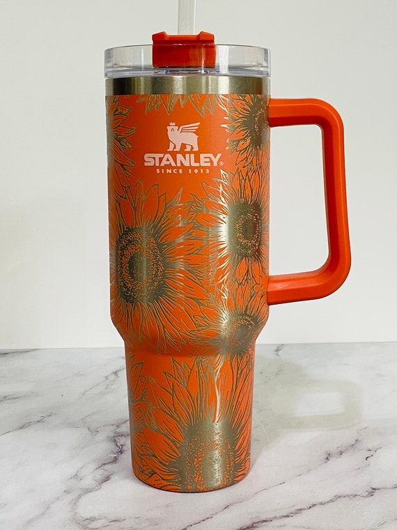 Sunflower Stanley Quencher 40oz, Stanley Mug, Engraved Tumbler, Engraved  Stanley, Floral Stanley, Full Wrap Stanley, Travel Mug With Handle 