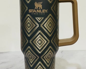 TRIBAL Stanley 40oz tumbler, NEW limited edition Stanley colors, Laser engraved Stanley, Flower tumbler, travel mug, Custom Stanley cup