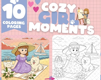 Kawaii kleurplaten | Gezellige meisjesmomenten, 10 illustraties (PDF)