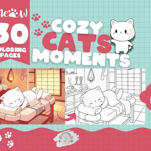 Kawaii Cozy Coloring Pages for Adults - 30 Pages Aesthetic Printable Coloring Book with Procreate Hand-Drawn Doodles, Relaxing Fun Pages