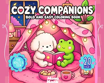 Cozy Companions Coloring Book with 20 Printable Animal Friends PNG Pages