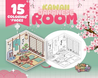 Kawaii Japanese Room Coloring Pages – 15 Cute Anime Designs (PDF)