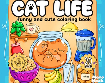 Kleurboek met katten, grappige kattenavonturen om te ontspannen