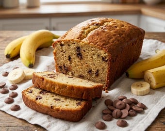 Moist Chocolate Chip Banana Bread Loaf | Real Bananas, Milk Chocolate, Cinnamon Spice