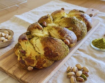 Pistachio Tsoureki – Handmade Anatolian Sweet Braided Bread with Turkish Antep Pistachio