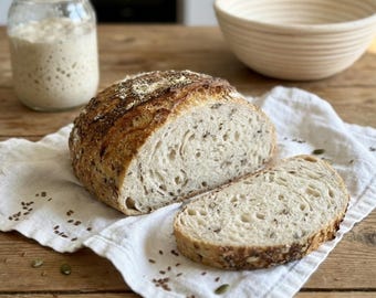 Flaxseed & Pumpkin Seed Sourdough Bread | Artisan Whole Grain Bread | Handcrafted Seeded Loaf
