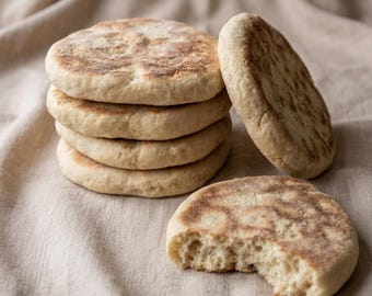 Turkish Bazlama Bread | 6 Pack Soft Flatbread | Homemade Artisan Flatbread | No Preservatives