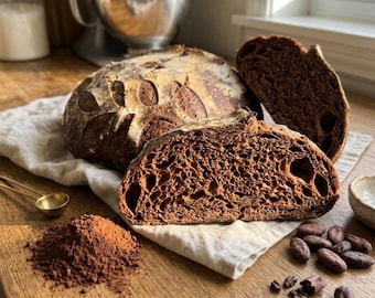 Artisanal Cacao Sourdough Bread, 15-Year Starter, Vegan Loaf