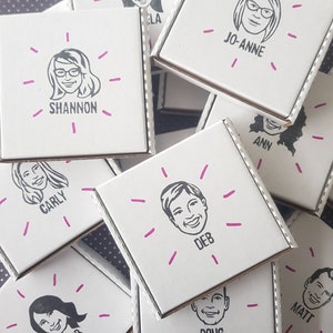 Regalo corporativo retratos personalizados sello de goma, sello de goma de grupo con descuento, idea única de regalo de la empresa para el evento de Navidad / sal & papel