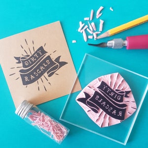 Timbro con logo personalizzato, timbro di gomma con logo aziendale, timbro del logo con parole o immagini, logo per piccole imprese, timbro con logo verde / sale e carta