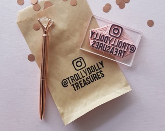 Custom Instagram Stamp, Instagram Logo Business Stamp, Instagram Handle for Packaging Rubber Stamp, Insta Name Stamp | Salt & Paper