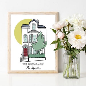 Ilustração digital de casa personalizada desenhada à mão, presente de inauguração de casa personalizada, ilustração de casa nova desenhada à mão, desenho | Sal e Papel