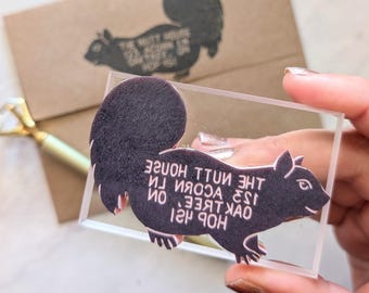 Squirrel Address Rubber Stamp, For letter writers | Salt & Paper