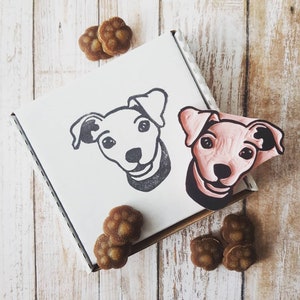 Visage d'animal de compagnie personnalisé Tampon en caoutchouc représentant un portrait de chien et de chat, idée cadeau d'anniversaire unique pour les amoureux des animaux, cadeau de fête des pères | Sel et papier