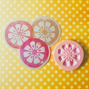 Sello de goma de limón, sello de goma afrutado de limones lima pomelo naranja, sello de impresión en bloque para la creación de patrones, conjunto de 2 / Sal y papel