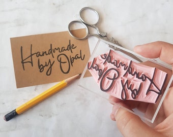 Handmade by YOUR NAME Rubber Stamp, Business stamp handmade by rubber stamp with your name or business name | Salt & Paper